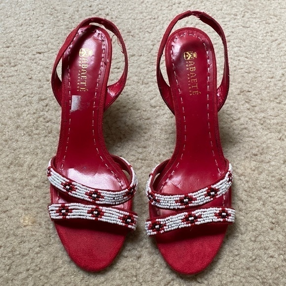 Abaete Shoes - Abaete red beaded high heels size 9.5